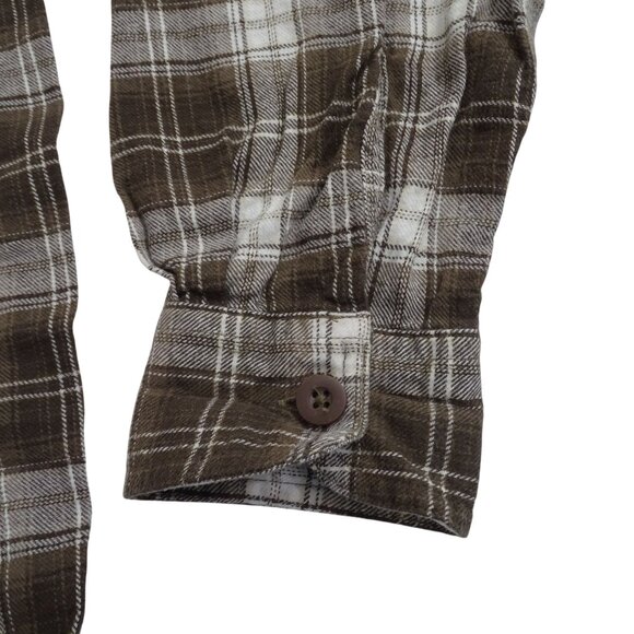 Wrangler Brown Plaid Button Up Flannel Western Shirt Men Size XL Cotton Long Slv - Picture 3 of 10
